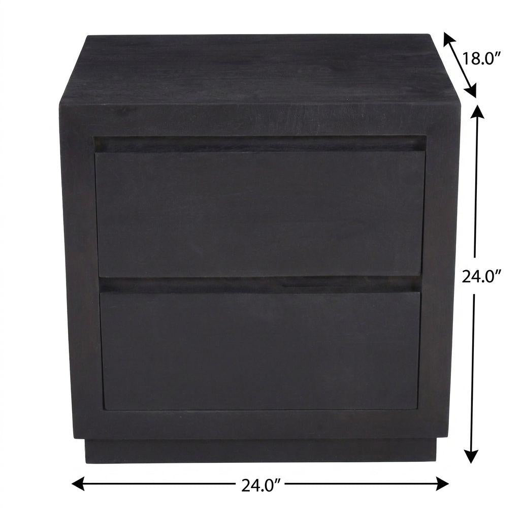 24" Brown Solid Wood Distressed Two Drawer Nightstand - HomeRoots - Flyclothing LLC