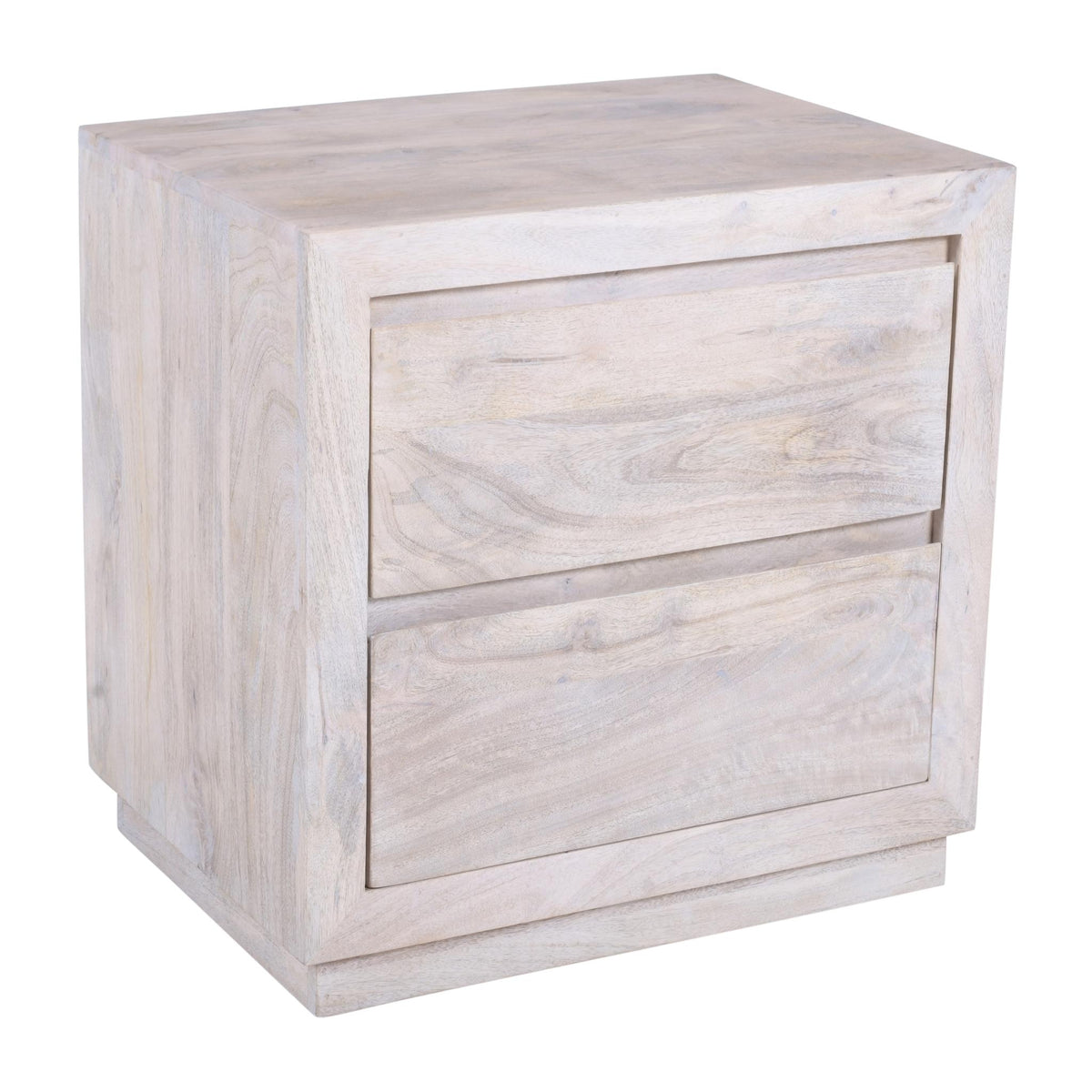 24" Ivory Solid Wood Distressed Two Drawer Nightstand - HomeRoots - Flyclothing LLC