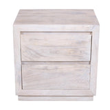24" Ivory Solid Wood Distressed Two Drawer Nightstand - HomeRoots - Flyclothing LLC