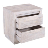 24" Ivory Solid Wood Distressed Two Drawer Nightstand - HomeRoots - Flyclothing LLC