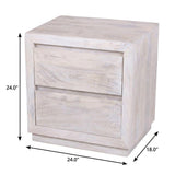 24" Ivory Solid Wood Distressed Two Drawer Nightstand - HomeRoots - Flyclothing LLC