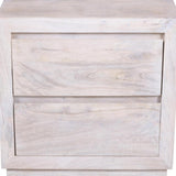 24" Ivory Solid Wood Distressed Two Drawer Nightstand - HomeRoots - Flyclothing LLC
