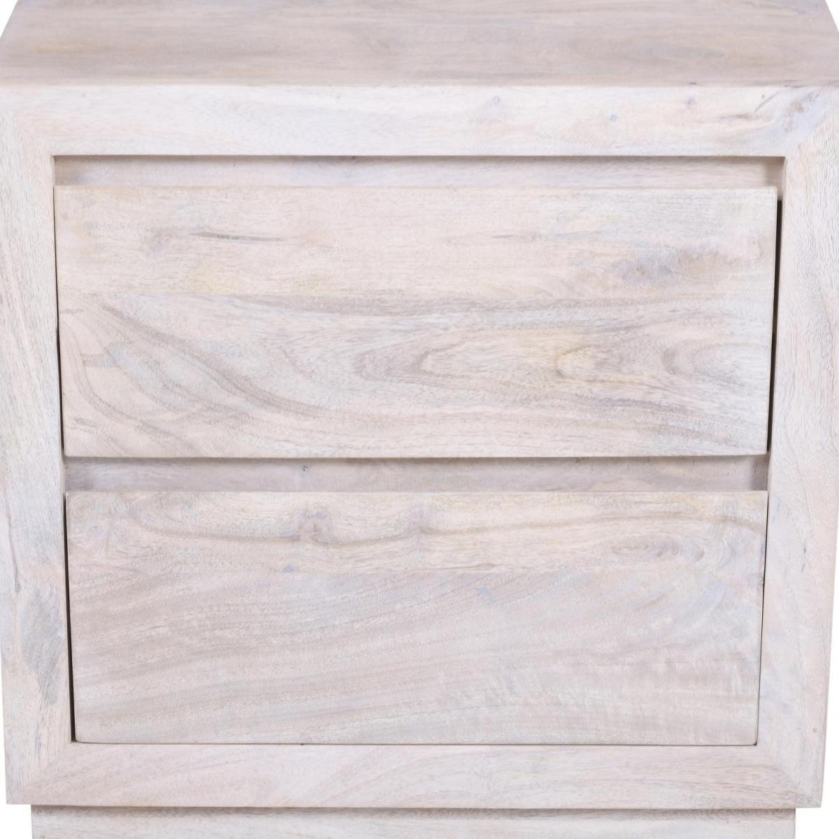 24" Ivory Solid Wood Distressed Two Drawer Nightstand - HomeRoots - Flyclothing LLC