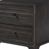 24" Umber Solid Wood Distressed Carved Geometric Two Drawer Nightstand - HomeRoots - Flyclothing LLC