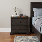 24" Umber Solid Wood Distressed Carved Geometric Two Drawer Nightstand - HomeRoots - Flyclothing LLC