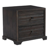 24" Umber Solid Wood Distressed Carved Geometric Two Drawer Nightstand - HomeRoots - Flyclothing LLC
