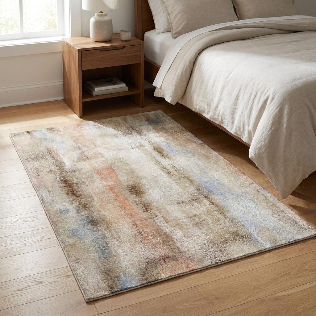 3' X 5' Beige And Taupe Abstract Shag Washable Area Rug With UV Protection - HomeRoots - Flyclothing LLC