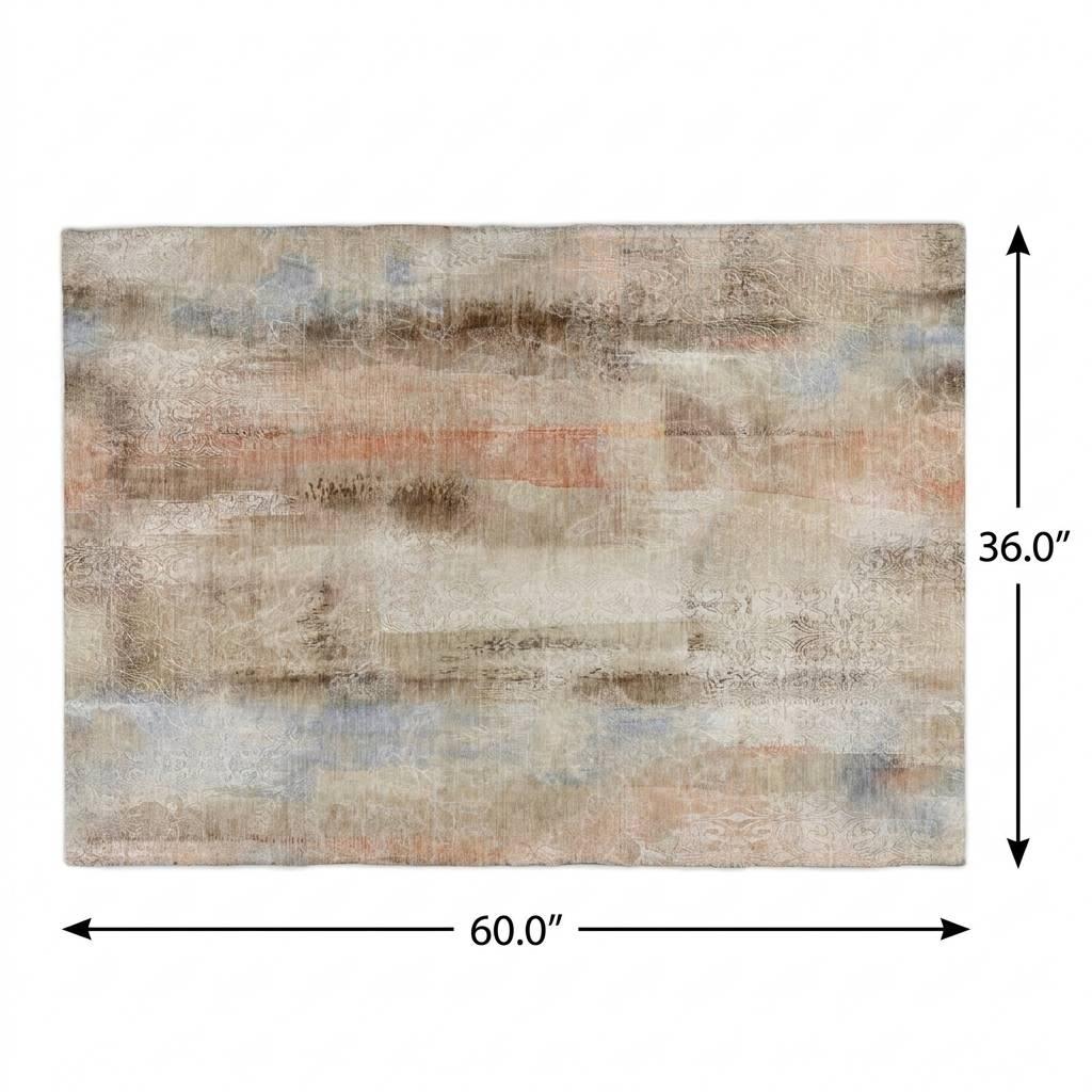 3' X 5' Beige And Taupe Abstract Shag Washable Area Rug With UV Protection - HomeRoots - Flyclothing LLC