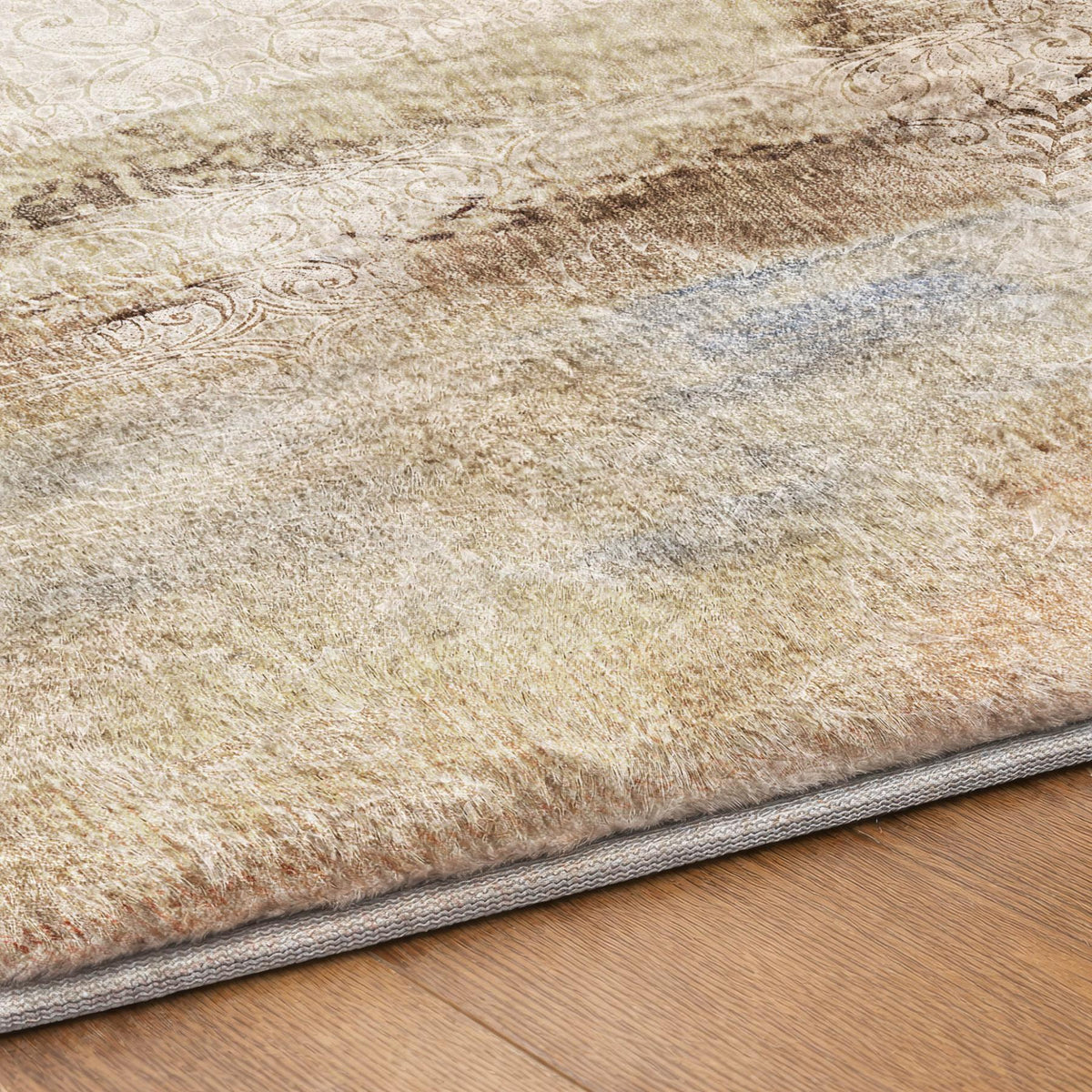 5' X 8' Beige And Taupe Abstract Shag Washable Area Rug With UV Protection - HomeRoots - Flyclothing LLC