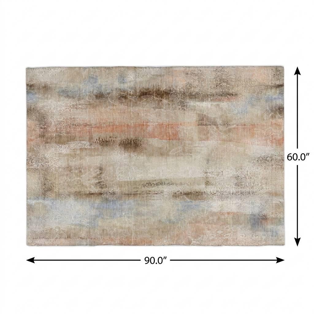 5' X 8' Beige And Taupe Abstract Shag Washable Area Rug With UV Protection - HomeRoots - Flyclothing LLC