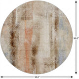 8' Beige And Taupe Abstract Shag Washable Round Rug With UV Protection - HomeRoots - Flyclothing LLC
