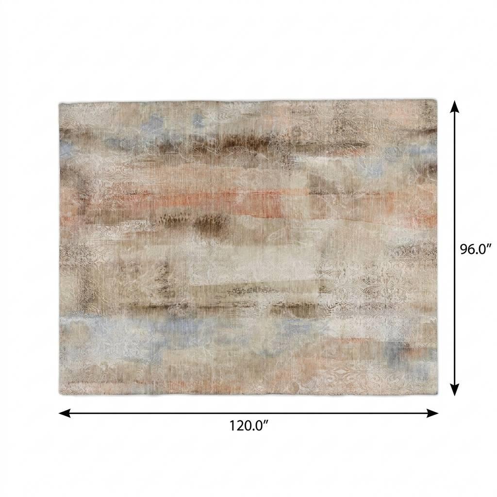 8' X 10' Beige And Taupe Abstract Shag Washable Area Rug With UV Protection - HomeRoots - Flyclothing LLC