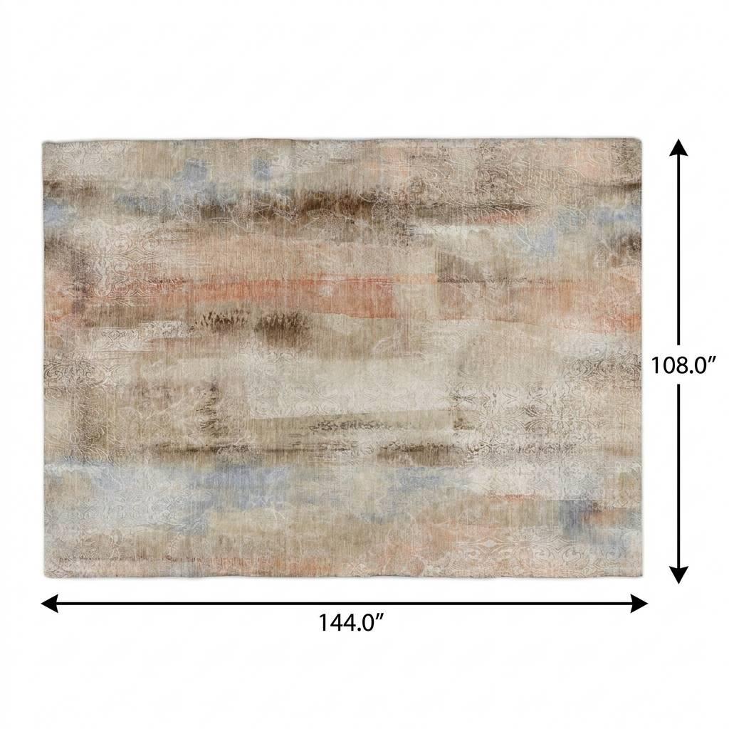 9' X 12' Beige And Taupe Abstract Shag Washable Area Rug With UV Protection - HomeRoots - Flyclothing LLC