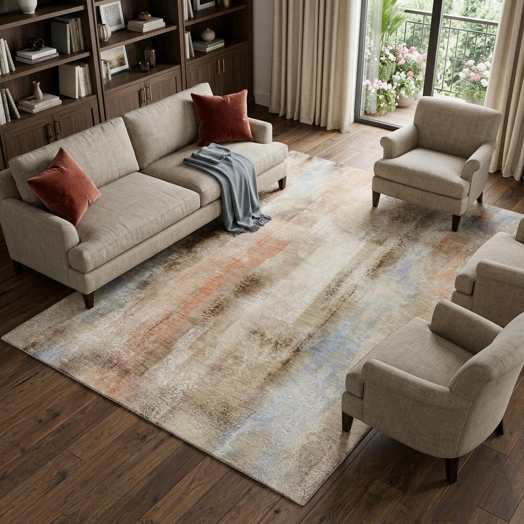 10' X 14' Beige And Taupe Abstract Shag Washable Area Rug With UV Protection - HomeRoots - Flyclothing LLC