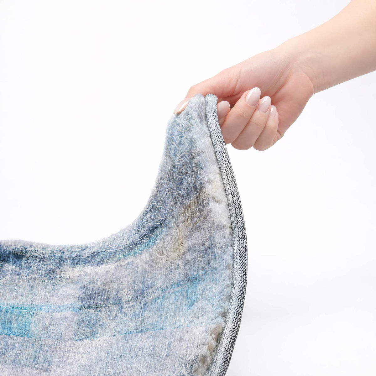 5' X 8' Blue And Denim Blue Abstract Shag Washable Area Rug With UV Protection - HomeRoots - Flyclothing LLC