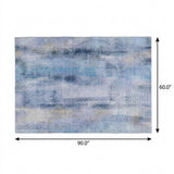 5' X 8' Blue And Denim Blue Abstract Shag Washable Area Rug With UV Protection - HomeRoots - Flyclothing LLC