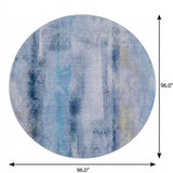 8' Blue And Denim Blue Abstract Shag Washable Round Rug With UV Protection - HomeRoots - Flyclothing LLC