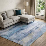 9' X 12' Blue And Denim Blue Abstract Shag Washable Area Rug With UV Protection - HomeRoots - Flyclothing LLC
