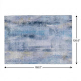 10' X 14' Blue And Denim Blue Abstract Shag Washable Area Rug With UV Protection - HomeRoots - Flyclothing LLC