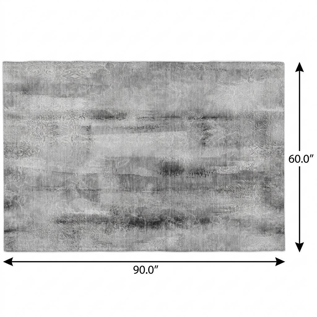 5' X 8' Gray And Ivory Abstract Shag Washable Area Rug With UV Protection - HomeRoots - Flyclothing LLC