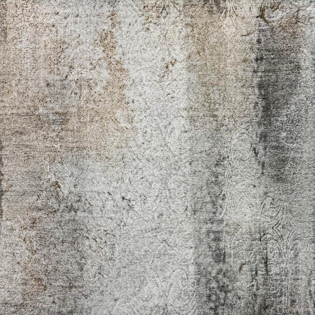 8' Gray And Ivory Abstract Shag Washable Round Rug With UV Protection - HomeRoots - Flyclothing LLC