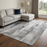 9' X 12' Gray And Ivory Abstract Shag Washable Area Rug With UV Protection - HomeRoots - Flyclothing LLC