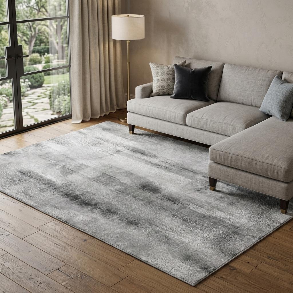 10' X 14' Gray And Ivory Abstract Shag Washable Area Rug With UV Protection - HomeRoots - Flyclothing LLC