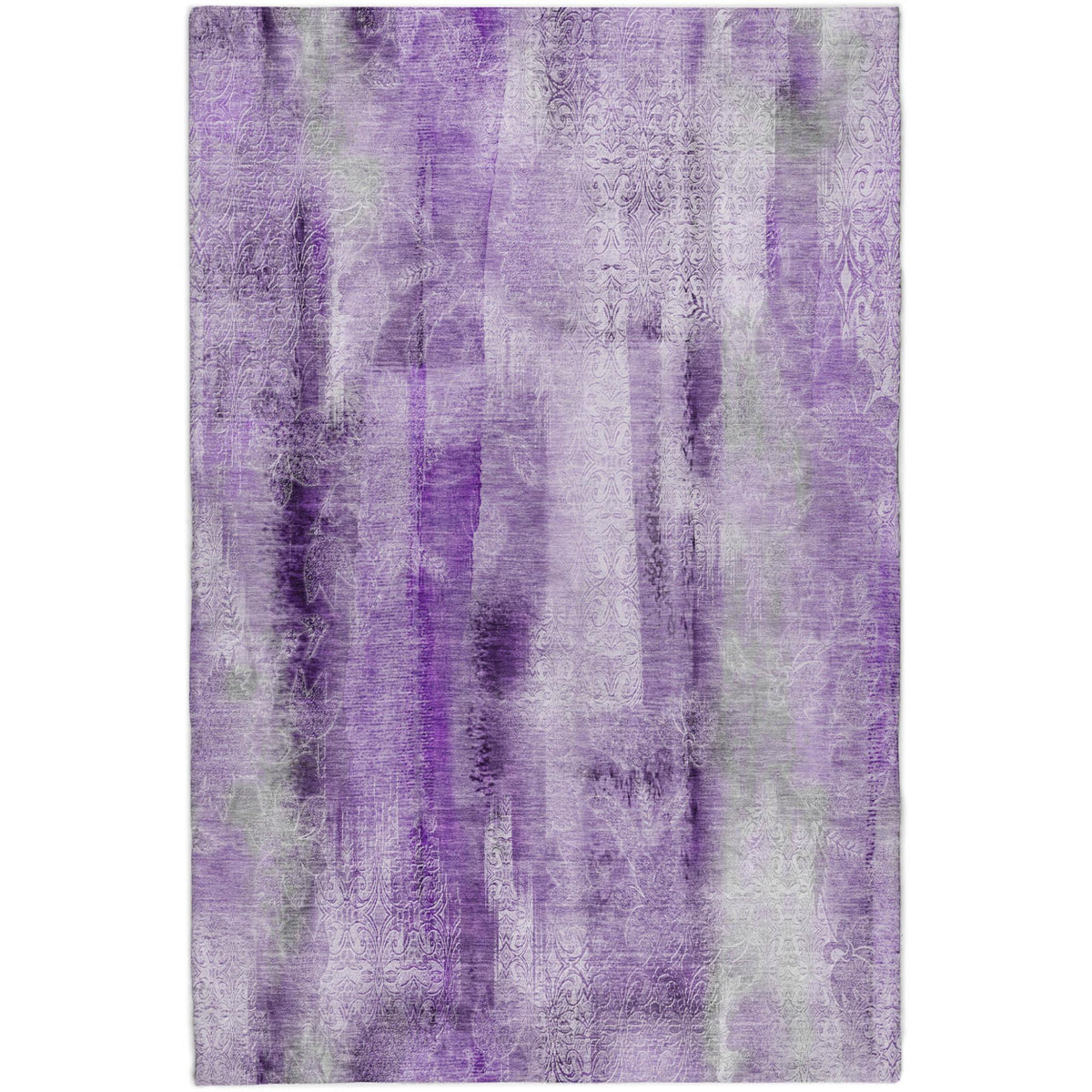 3' X 5' Purple And Ivory Abstract Shag Washable Area Rug With UV Protection - HomeRoots - Flyclothing LLC
