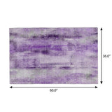 3' X 5' Purple And Ivory Abstract Shag Washable Area Rug With UV Protection - HomeRoots - Flyclothing LLC