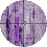 8' Purple And Ivory Abstract Shag Washable Round Rug With UV Protection - HomeRoots - Flyclothing LLC