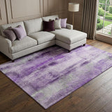 8' X 10' Purple And Ivory Abstract Shag Washable Area Rug With UV Protection - HomeRoots - Flyclothing LLC