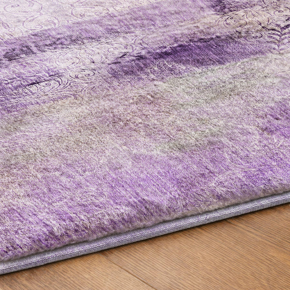 8' X 10' Purple And Ivory Abstract Shag Washable Area Rug With UV Protection - HomeRoots - Flyclothing LLC