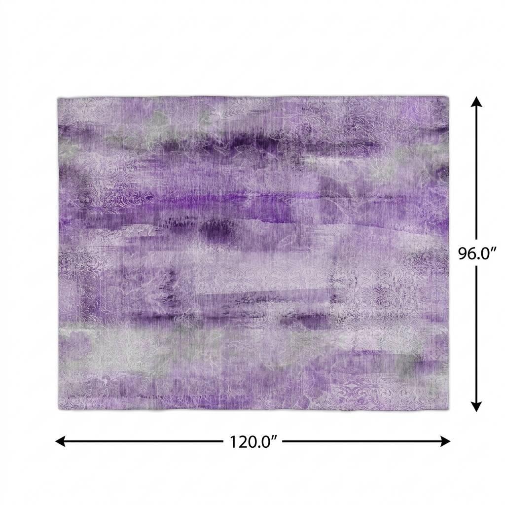 8' X 10' Purple And Ivory Abstract Shag Washable Area Rug With UV Protection - HomeRoots - Flyclothing LLC