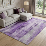 9' X 12' Purple And Ivory Abstract Shag Washable Area Rug With UV Protection - HomeRoots - Flyclothing LLC