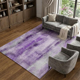 10' X 14' Purple And Ivory Abstract Shag Washable Area Rug With UV Protection - HomeRoots - Flyclothing LLC