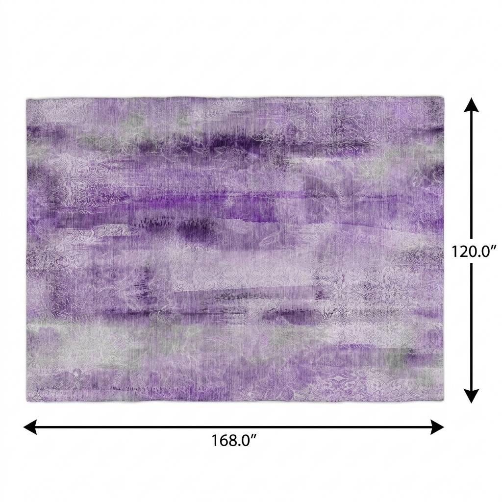 10' X 14' Purple And Ivory Abstract Shag Washable Area Rug With UV Protection - HomeRoots - Flyclothing LLC