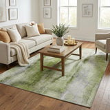5' X 8' Sage And Olive Green Abstract Shag Washable Area Rug With UV Protection - HomeRoots - Flyclothing LLC