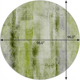 8' Sage And Olive Green Abstract Shag Washable Round Rug With UV Protection - HomeRoots - Flyclothing LLC