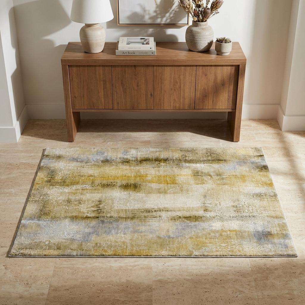 3' X 5' Taupe And Beige Abstract Shag Washable Area Rug With UV Protection - HomeRoots - Flyclothing LLC