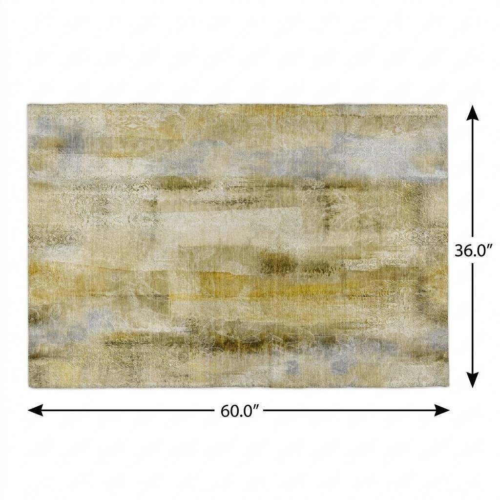 3' X 5' Taupe And Beige Abstract Shag Washable Area Rug With UV Protection - HomeRoots - Flyclothing LLC