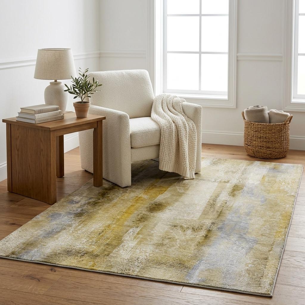 5' X 8' Taupe And Beige Abstract Shag Washable Area Rug With UV Protection - HomeRoots - Flyclothing LLC