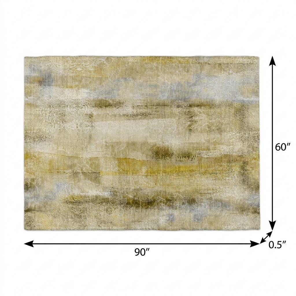 5' X 8' Taupe And Beige Abstract Shag Washable Area Rug With UV Protection - HomeRoots - Flyclothing LLC