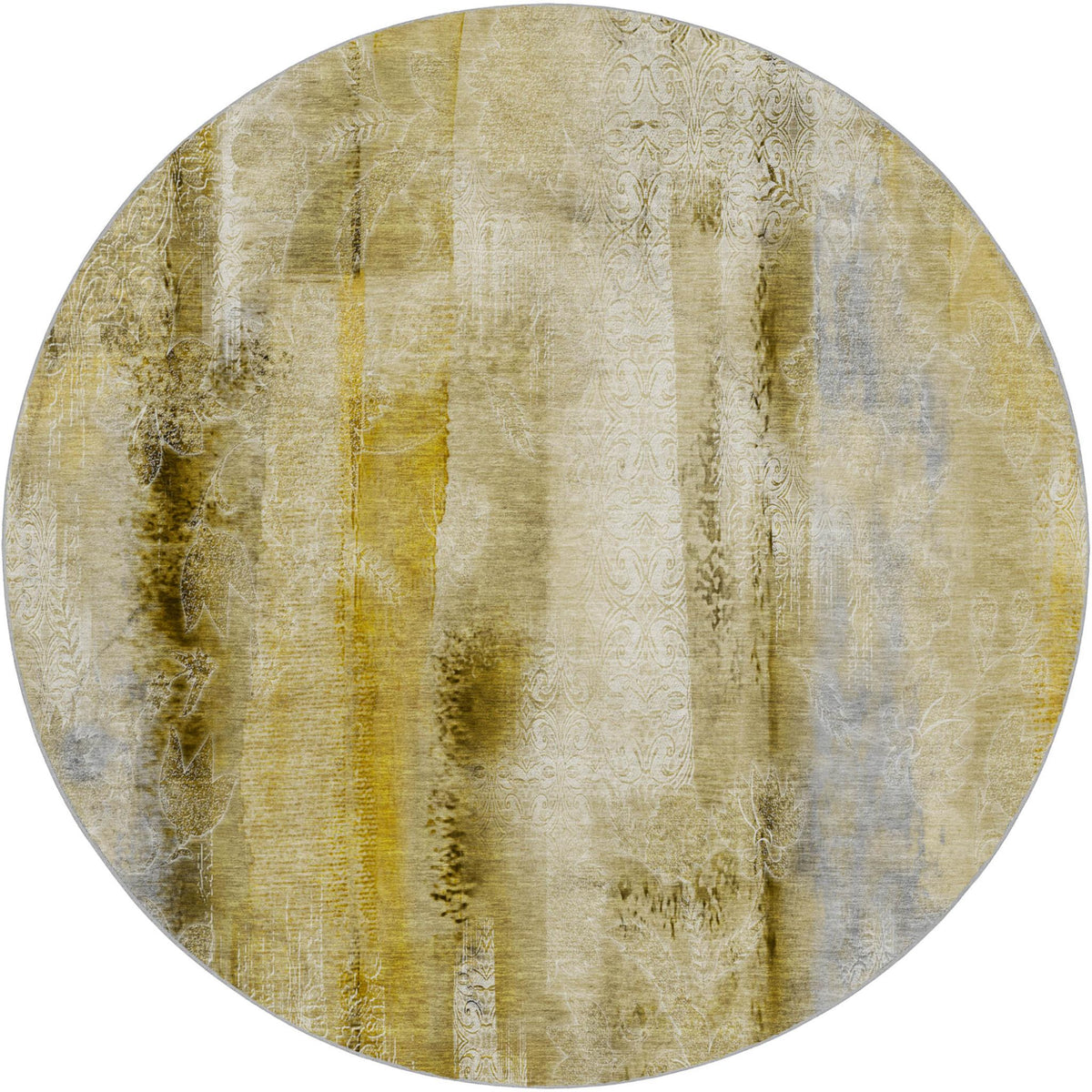8' Taupe And Beige Abstract Shag Washable Round Rug With UV Protection - HomeRoots - Flyclothing LLC