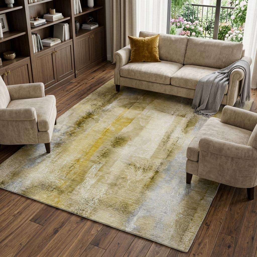 8' X 10' Taupe And Beige Abstract Shag Washable Area Rug With UV Protection - HomeRoots - Flyclothing LLC