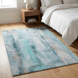 3' X 5' Teal And Gray Abstract Shag Washable Area Rug With UV Protection - HomeRoots - Flyclothing LLC