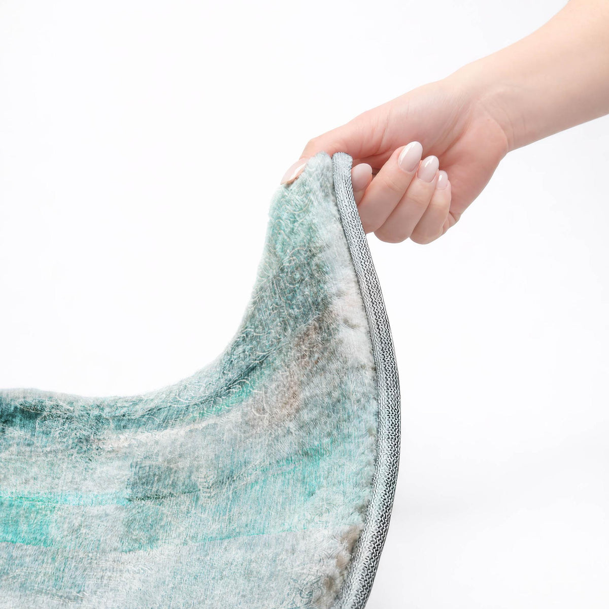 3' X 5' Teal And Gray Abstract Shag Washable Area Rug With UV Protection - HomeRoots - Flyclothing LLC