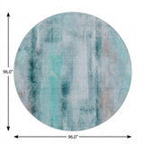 8' Teal And Gray Abstract Shag Washable Round Rug With UV Protection - HomeRoots - Flyclothing LLC