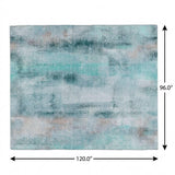 8' X 10' Teal And Gray Abstract Shag Washable Area Rug With UV Protection - HomeRoots - Flyclothing LLC