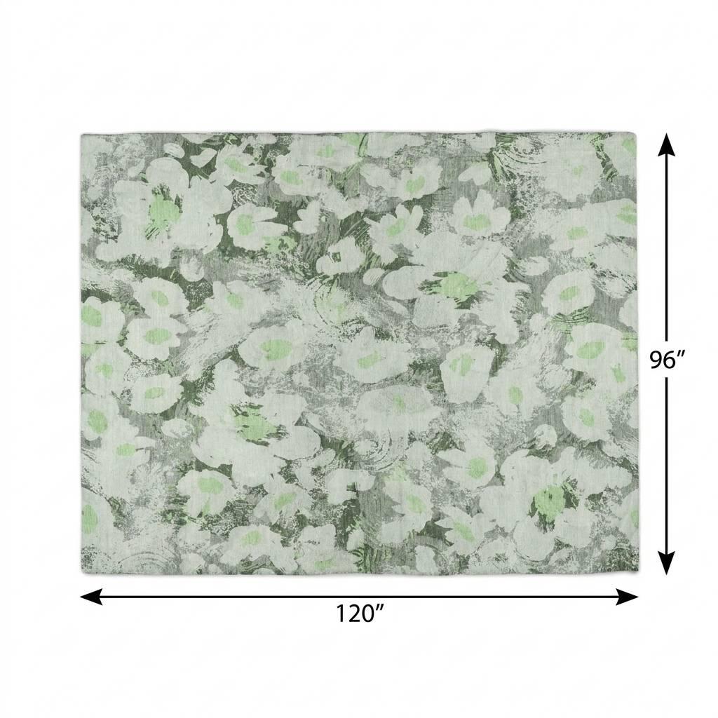 8' X 10' Green And Gray Floral Shag Washable Area Rug With UV Protection - HomeRoots - Flyclothing LLC
