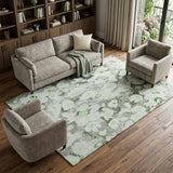 9' X 12' Green And Gray Floral Shag Washable Area Rug With UV Protection - HomeRoots - Flyclothing LLC
